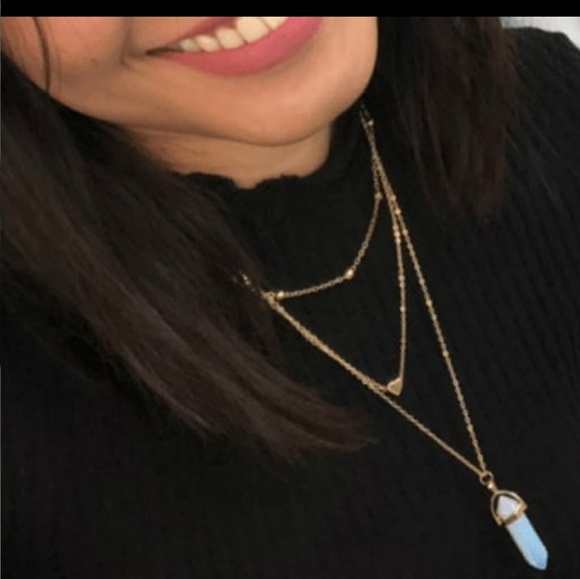 Clear  Gold Layered Necklace - Picture 6 of 7